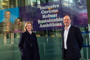 Jenny Britton, Head of Executive Development at University of Edinburgh Business School and James Close, Head of Climate Change at NatWest Group. Copyright Stuart Nicol Photography, 2022.
