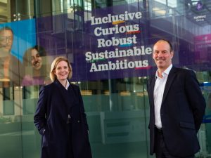 Jenny Britton, Head of Executive Development at University of Edinburgh Business School and James Close, Head of Climate Change at NatWest Group. Copyright Stuart Nicol Photography, 2022.